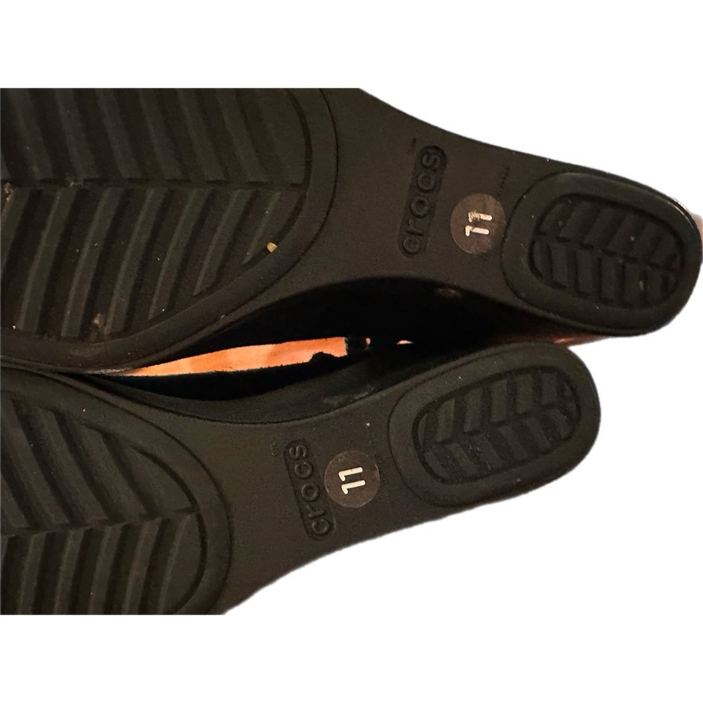 Crocs Black‎ Suede Wedge Ankle Boots Side Zip Booties Womens Size 11 - Picture 8 of 9